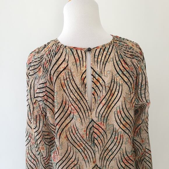 Traffic People Floral Shift Dress Cream Floral Black Stripes Large - Picture 5 of 13